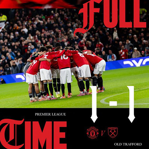 英超-曼联1-1西汉姆联 达洛特破门库尼亚复出